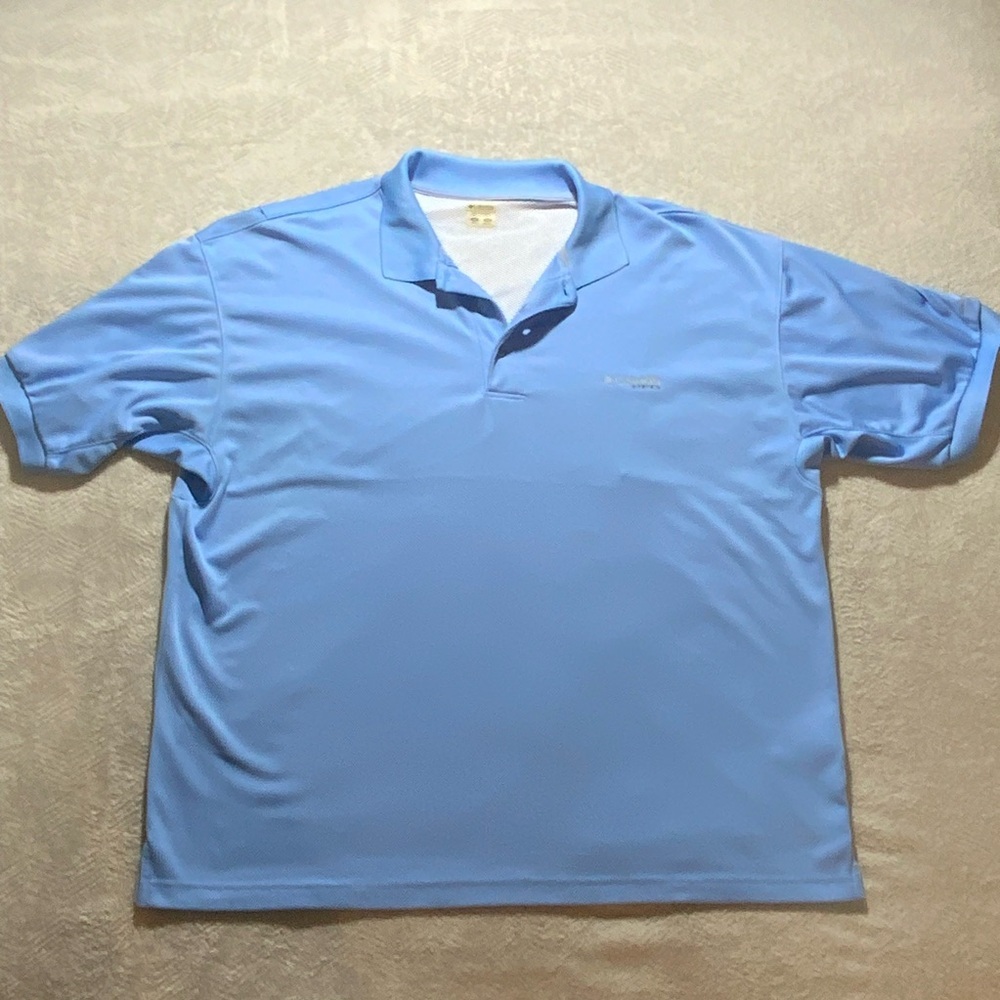 Columbia PFG Omni-Shade Light Blue Fishing Polo Shirt Men’s XXL